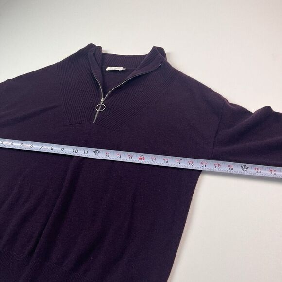 The Reset R Label Wool Cashmere Sweater M Purple Quarter Zip Quiet Luxury Preppy - Picture 6 of 10